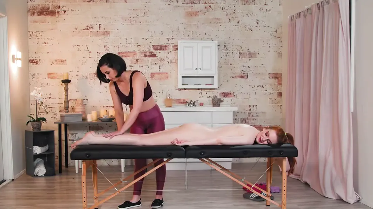 Lesbian massage turns into hot sex with face sitting and scissoring