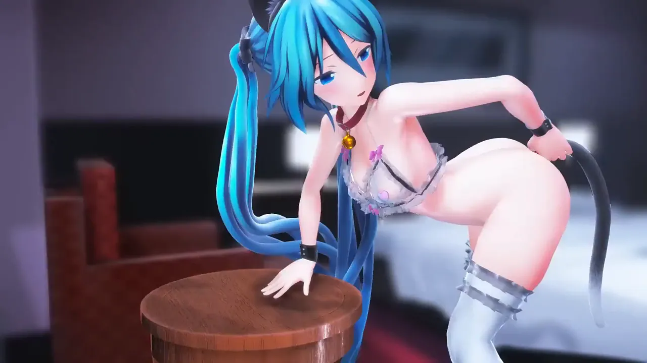 Virtual idol Miku strips naked and masturbates in public concert